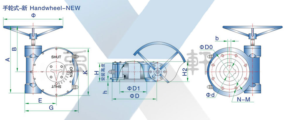 QDX3手动蝶阀不锈钢蜗轮箱(图1)